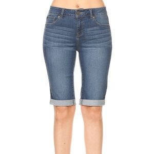 Basic Rolled Bermuda Denim Shorts